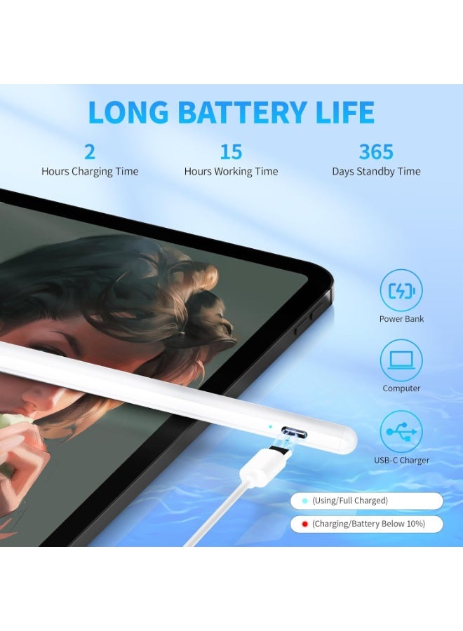 Stylus Pen for Touch Screens – Rechargeable 1.2mm Fine Point with Palm Rejection Active Smart Pencil, Universal Digital Touch Screen Pen for iOS & Android Devices - Image 5